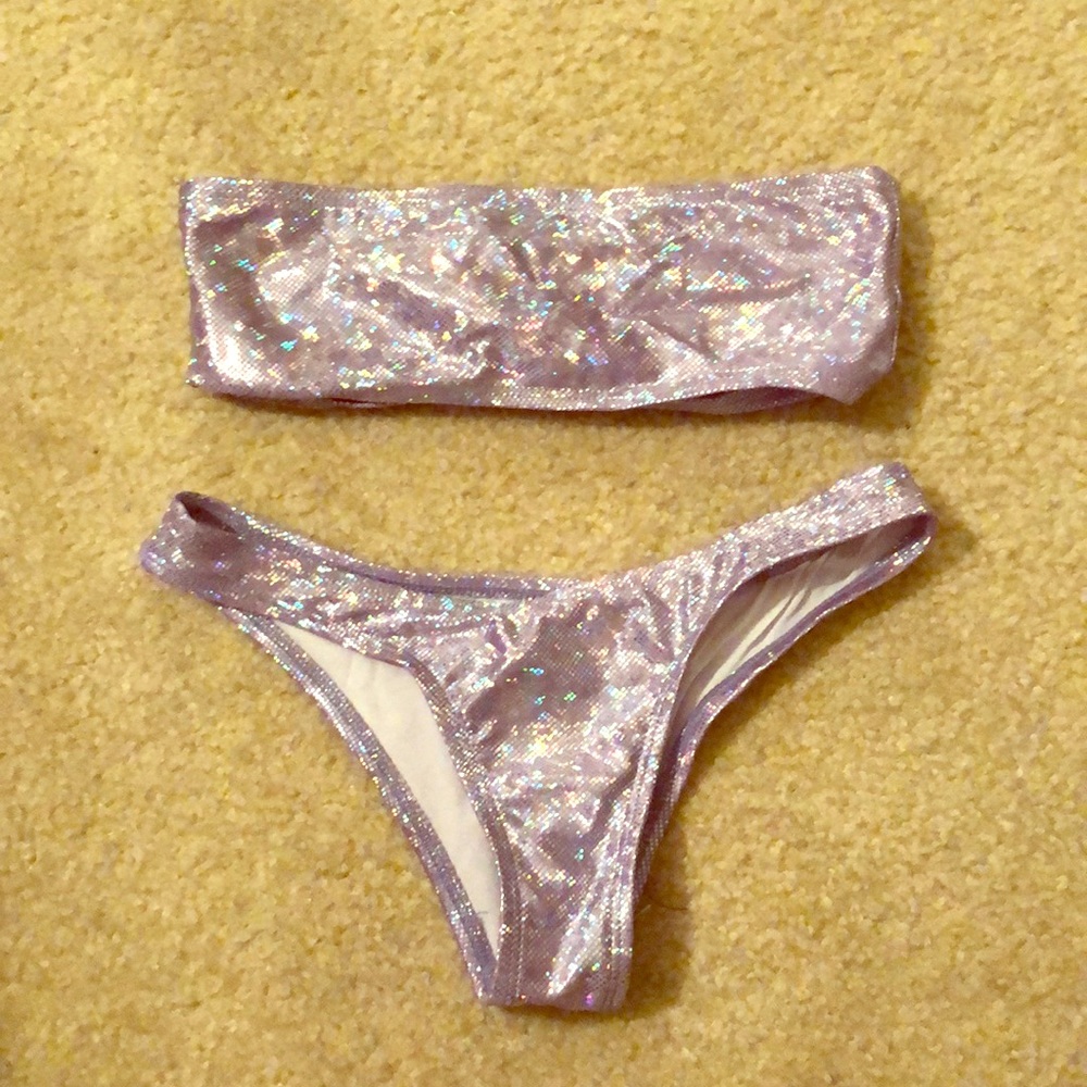 Never wore ! Strapless glitter sequence bikini
